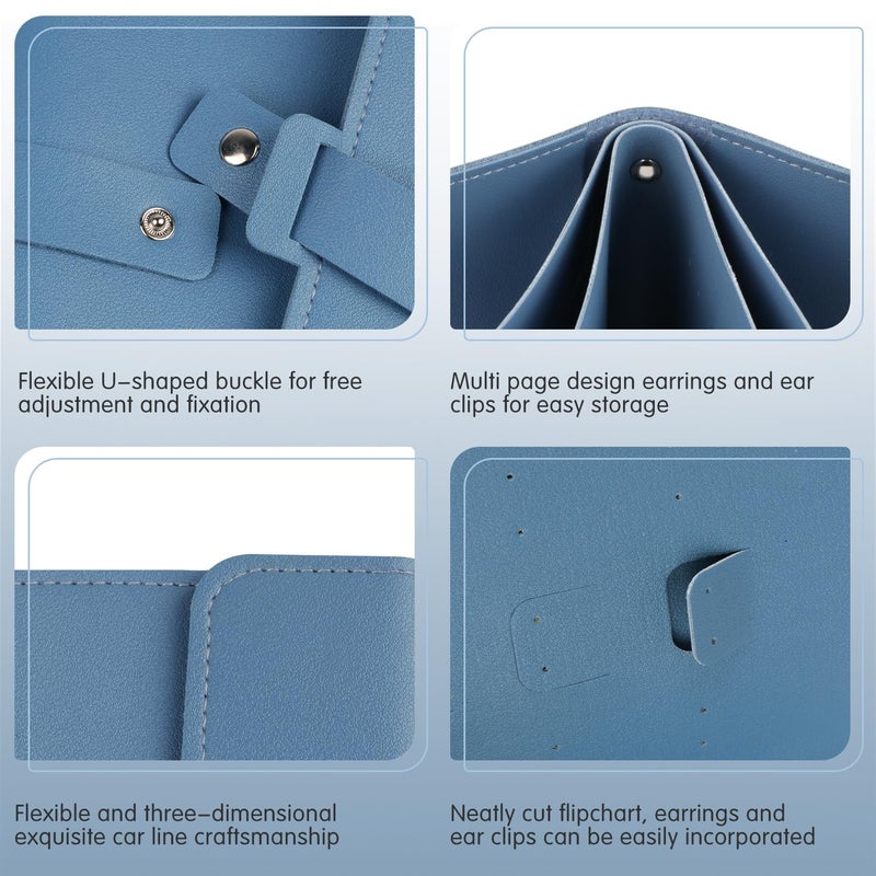 Fangoo Earring Organizer Book Design Earring Holder Travel Jewelry Storage Case Tray Holder, Capable to Hold 42 Pairs (Blue) - Image 3